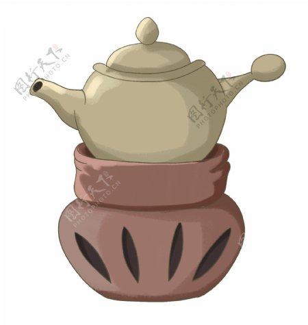 红色煮茶工具插图