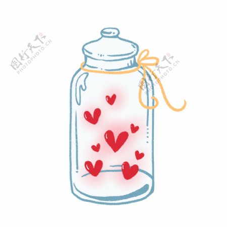 玻璃罐和爱心PNG免抠素材