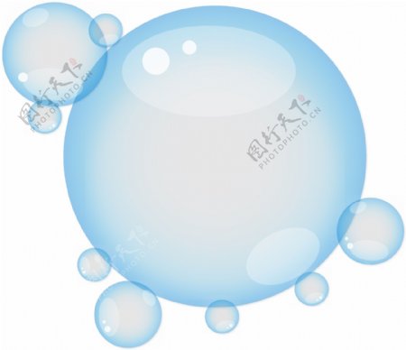 蓝色透明泡泡插画