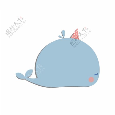 蓝色鲸鱼动物可爱便签气泡框