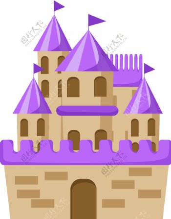 紫色屋顶城堡插画