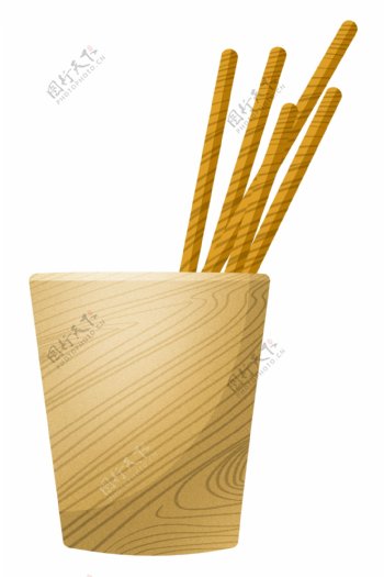 实木筒和筷子插图