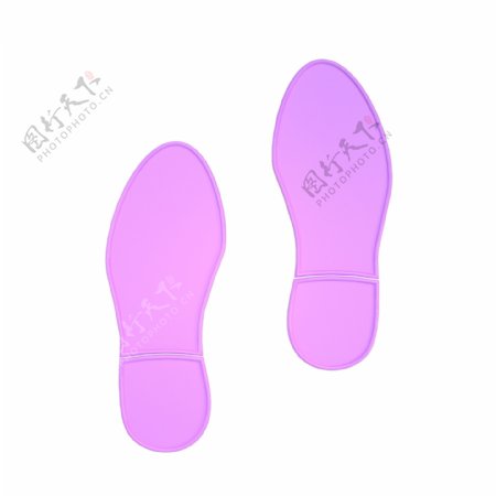 C4D紫色立体脚印装饰