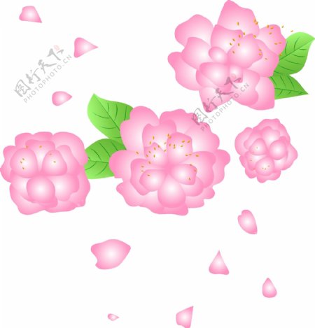 矢量免扣卡通粉色花朵