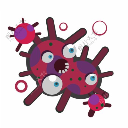 有害细菌小红插画