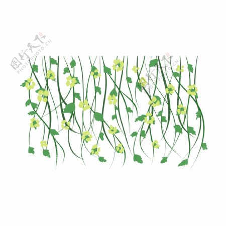 绿植长藤鲜花插画