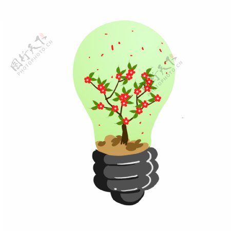 花朵植物灯泡插画