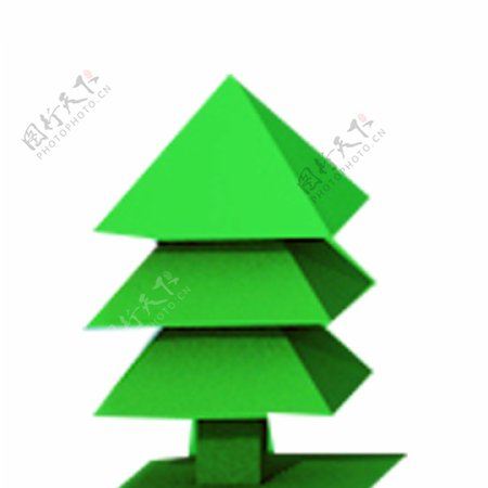 立体绿色的圣诞树免扣图
