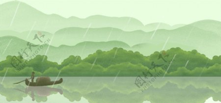 二十四节气谷雨中国风水墨banner