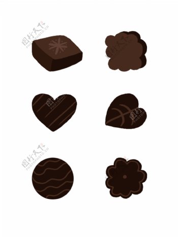情人节黑巧克力手绘装饰素材