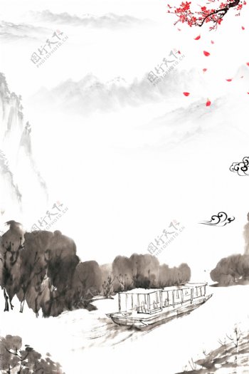 中国风复古江山如画背景