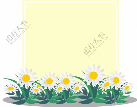 黄色正方形花卉海报边框