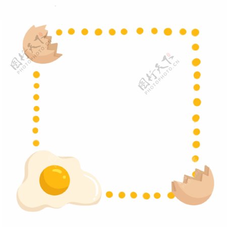 鸡蛋壳煎蛋边框插画