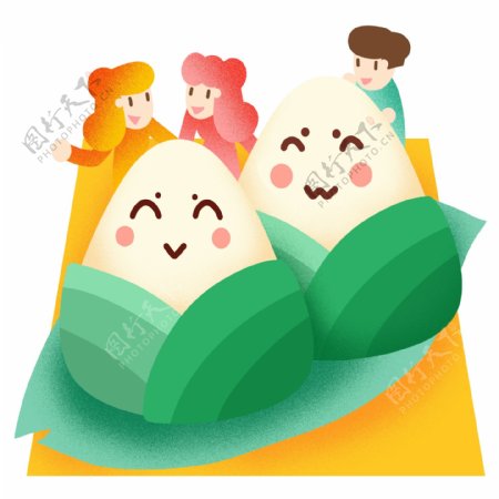 端午节拟人粽子插画