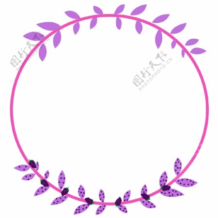 紫色叶子圆形边框