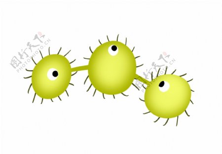 绿色圆形细菌插画