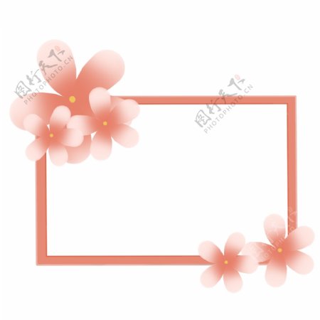 春季粉色边框插画