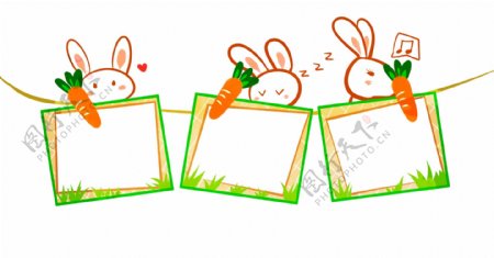 兔子边框卡通插画