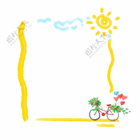 黄色的自行车边框