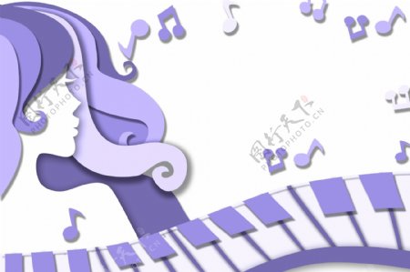 紫色音符女神节边框