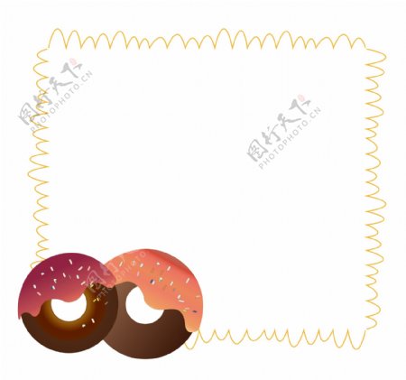 卡通饼干甜甜圈边框插画