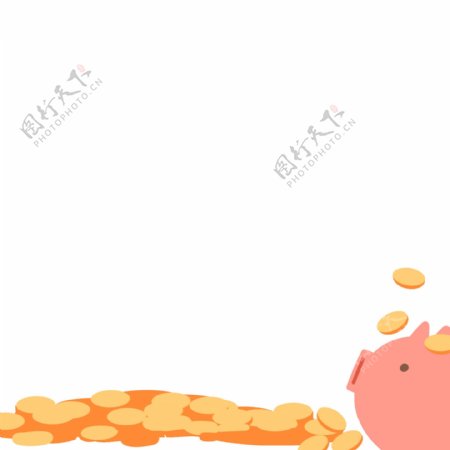 卡通红色小猪和金币免抠图