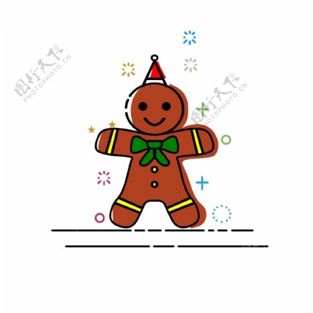 手绘圣诞姜饼人MBE图标插画
