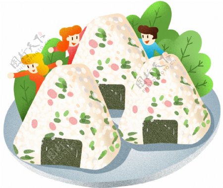 年夜饭紫菜饭团插画