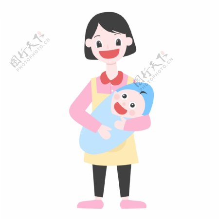 妈妈抱着婴儿插画