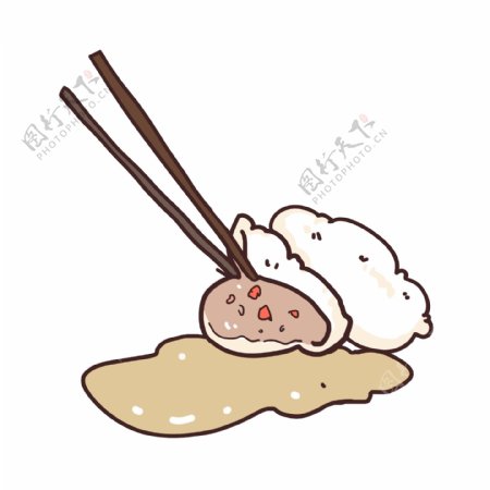 手绘饺子卡通插画