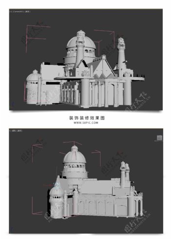 城堡素模城堡白模3D