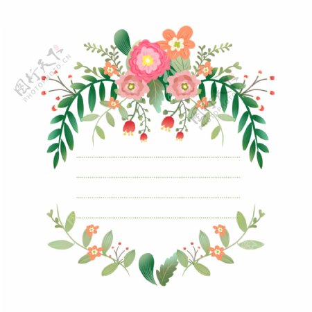 手绘文本框植物花卉边框设计元素