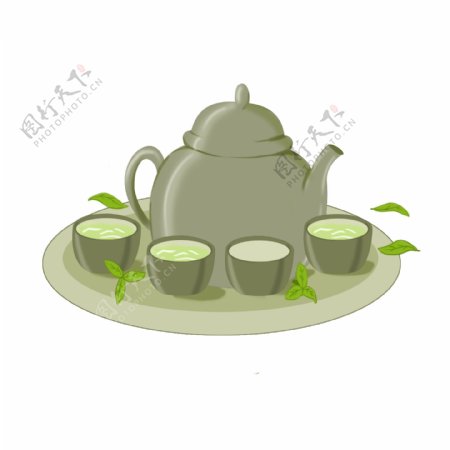 手绘陶瓷茶壶茶杯茶叶