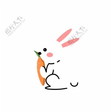 卡通可爱吃胡萝卜的兔子动物设计
