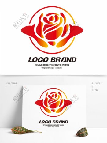 矢量现代红色花朵LOGO公司标志设计