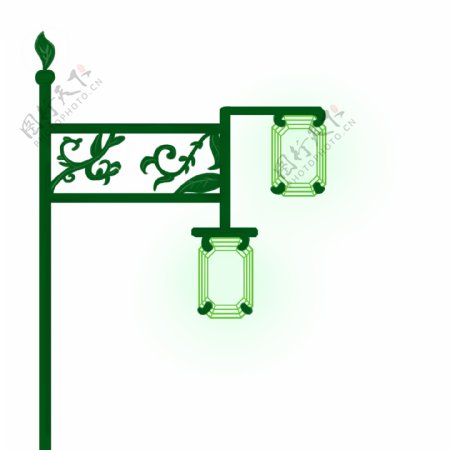 绿色清新方形钻石路灯