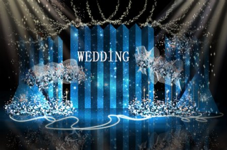折叠蓝色创意星空主题婚礼
