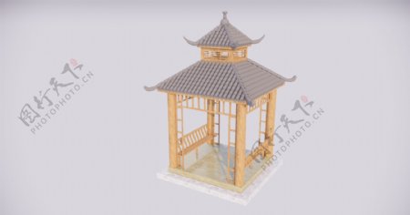 中式古典凉亭SU模型