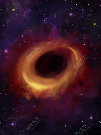 原创手绘星空黑洞星系宇宙背景