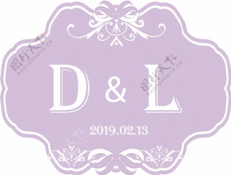 紫色清新婚礼logo