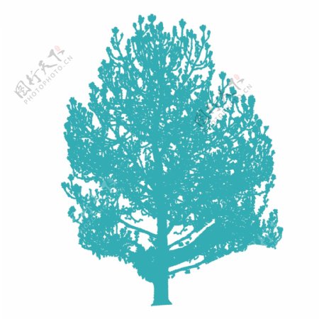 清新蓝色树木装饰元素