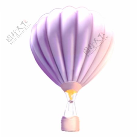 浪漫紫色热气球装饰元素