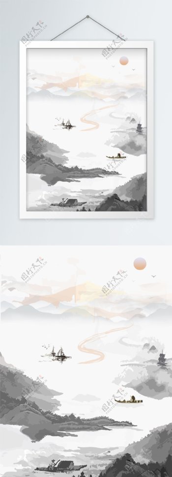 中国风新中式山水画装饰画
