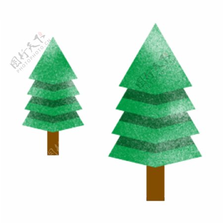 绿色简约手绘圣诞树透明素材