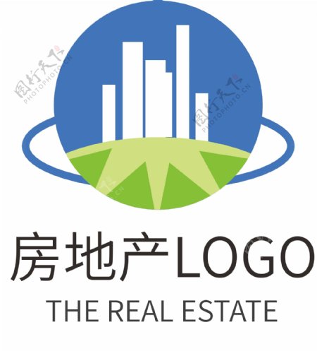 蓝色现代房地产企业logo