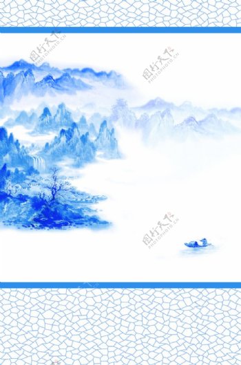 中国风青花瓷背景