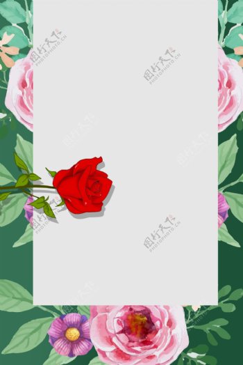 玫瑰红白纸约会广告背景