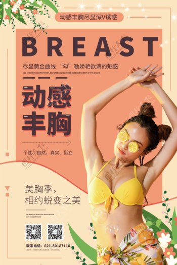 丰胸隆胸医疗美容宣传日海报