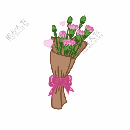 粉色康乃馨花束母亲节祝福素材