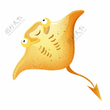 黄色深海动物鱼插画